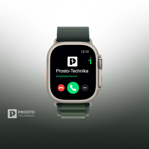 Часы Apple Watch Ultra 2, 49 мм, титан светлого цвета, ремешок Alpine тёмно-зеленого цвета (2024) S